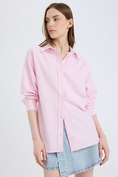 DeFacto Oversize Wide Fit Striped Oxford Long Sleeve Shirt D4015Ax25Sp