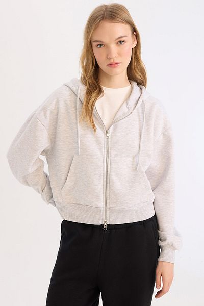 DeFacto Basic-Sweatshirt mit Kapuze und Reißverschluss – Kängurutasche, Z7069AZ25SP