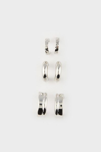 DeFacto Women's 3-Piece Silver Earrings E4443Axns