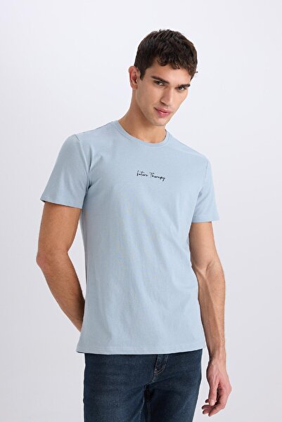 DeFacto 100% βαμβακερό κοντομάνικο μπλουζάκι με λεπτή εφαρμογή με λεπτή εφαρμογή X3932az25sm