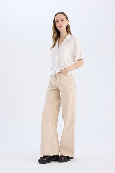 DeFacto High Waist Wide Leg Cool Gabardine Trousers - E1794Ax25Sp