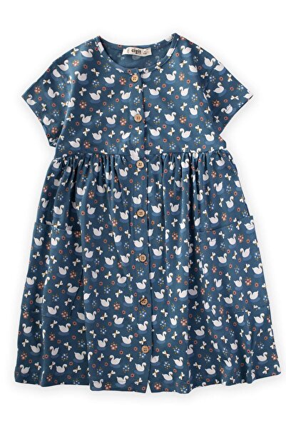 Cigit Rochie de buzunar cu model 2-8 ani Albastru Indigo