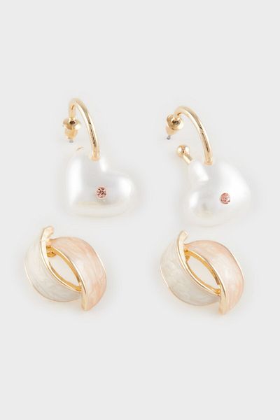 DeFacto Set mit 2 Damen-Ohrringen mit goldenen Perlen – E3982axns