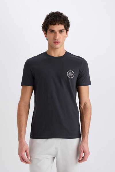 DeFacto 100 % Baumwolle Slim Fit Slim Fit Rundhalsausschnitt bedrucktes Kurzarm-T-Shirt C2079ax25sm