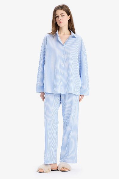 DeFacto Pijama de linie - Top din popelin cu rever, In Love E3113ax25sp