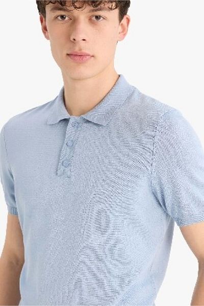 DeFacto Πλεκτό μπλουζάκι Polo με κοντό μανίκι Standard Fit E3241ax25sp