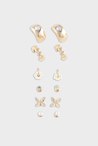 DeFacto Damen 6-teilige Goldohrringe E4435axns