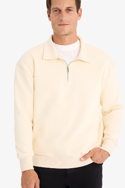 DeFacto Φούτερ Relax Fit Polo με φερμουάρ Basic μασίφ παχύ φούτερ E5333ax24wn