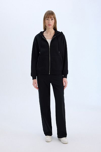 DeFacto Back To School Relax Fit Kapuzenpullover, dickes Basic-Sweatshirt mit gerader Tasche und Reißverschluss, D8717AX25SP