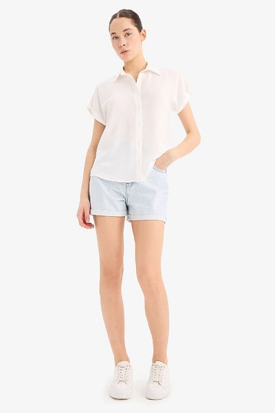 DeFacto Regular Fit Basic απλό κοντομάνικο πουκάμισο βισκόζης N7819AZ25SP