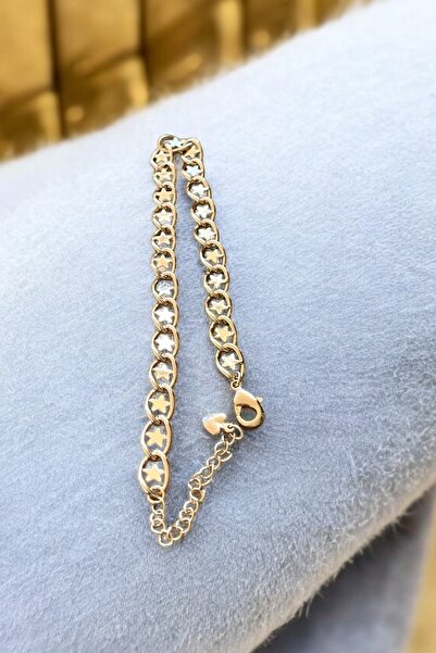 shesra Yuvarlak Halka İçi Yıldız Motifli Rose Gold Renk Kaplama Halhal