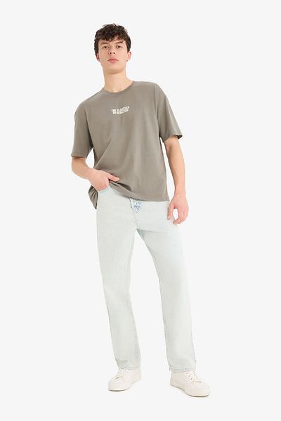 DeFacto 100% Cotton Oversize Wide Fit Crew Neck Back Printed Short Sleeve T-Shirt C3627Ax25Sm