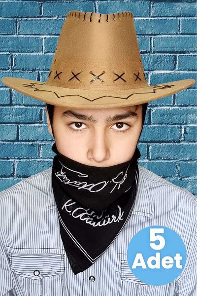 Uniquetrenders 5-Piece Bandana Nubuck Cowboy Hat (8-14 Years Old)
