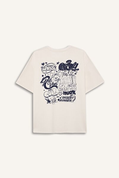 DeFacto Tricou cu mânecă scurtă cu imprimeu cu mânecă scurtă, cu croială largă, E4683ax