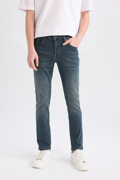 DeFacto Pedro Slim Fit Ευέλικτο μαλακό ύφασμα στενή εφαρμογή Κανονική μέση στενή παντελόνι Jean C5682ax25sp