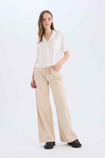 DeFacto High Waist Wide Leg Cool Gabardine Trousers - E1794Ax25Sp