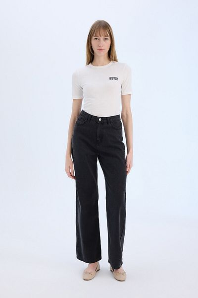 DeFacto Crew Neck Printed Ribbed Camisole Short Sleeve T-Shirt - E5068Ax25Sp