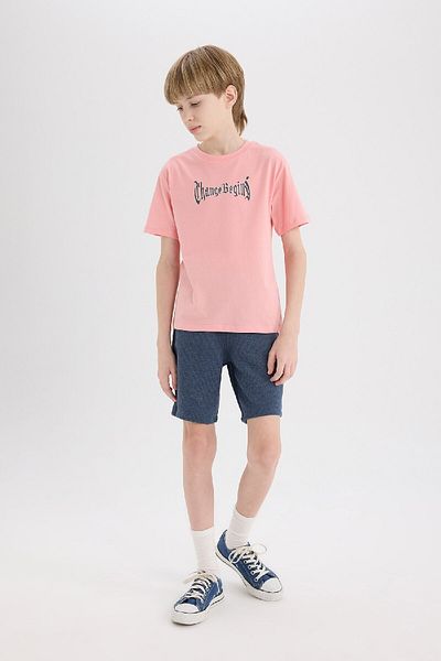 DeFacto Boy's Crew Neck Back Printed Short Sleeve T-Shirt E0101A825Sm