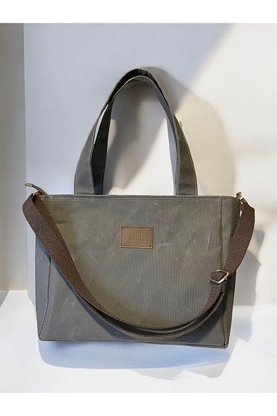 Nuggita Anthracite Waxed Canvas - Τσάντα ώμου Cross Strap, μεσαίου μεγέθους SatchelBag
