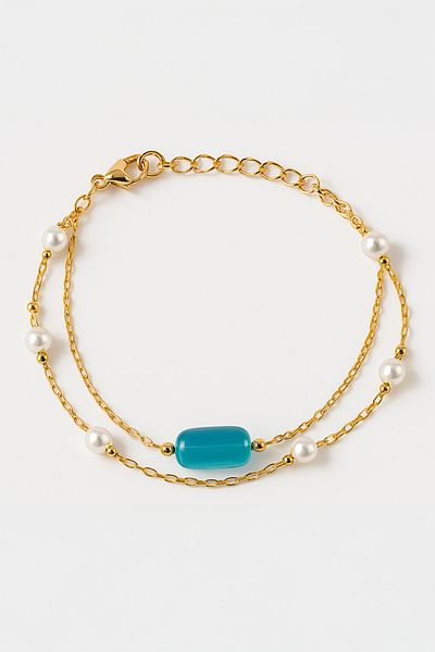 MakeWell Summer Pearl Beaded Natural Stone Heart and Star Design Bracelets for Summer