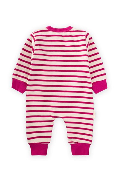 Cigit 0-3 Years Fuchsia Striped Knitwear Jumpsuit