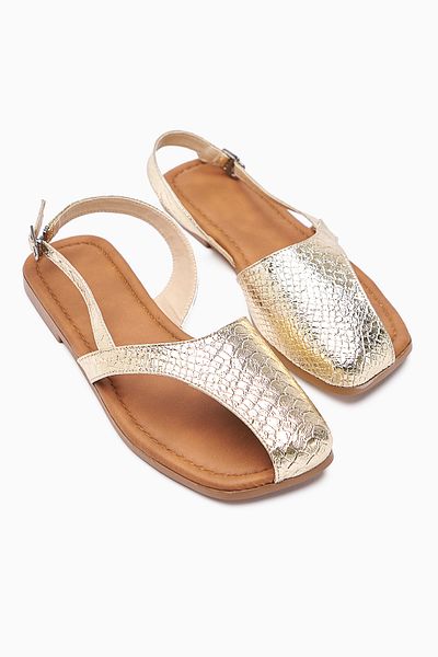 Limoya Agnez Gold Belt Detailed Women's Sandals