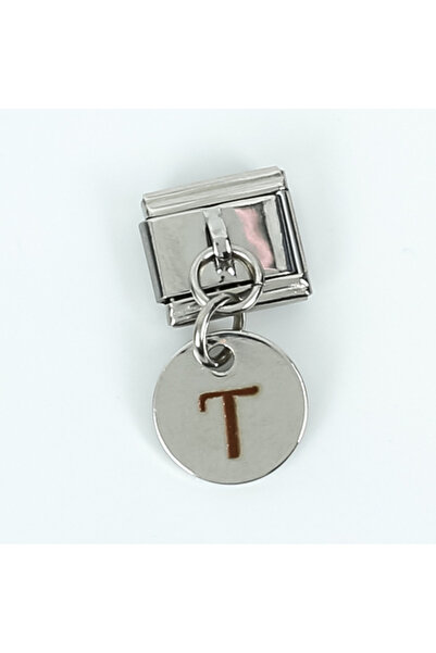 yfhobi Çelik İtalyan Bileklik Charmı, 1 Adet Paslanmaz Çelik Harf Charm, 1.Ka...