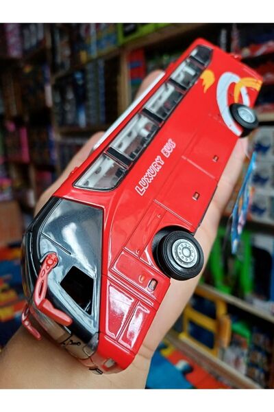 OYUNCAKSAHİLİ METAL YOLCU OTOBÜSÜ DİECAST KOLEKSİYON SESLİ IŞIKLI FAR YANAR OTOBÜS KAPI BAGAJ AÇILIR KIRMIZI