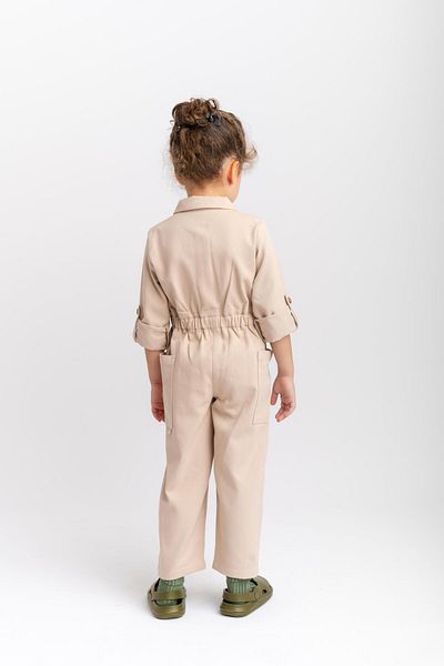 Cigit Beige Gabardine Jumpsuit - 2-7 Years