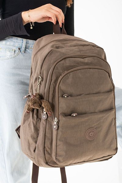 DUOMİNO Large Size Mink Clinker Backpack, Water Resistant Crinkle 15.6 School & Travel