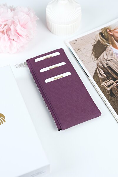 ESGUARE حافظة بطاقات نسائية جلدية أصلية