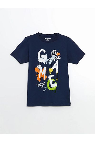 LC Waikiki Σετ πιτζάμες LCW Kids Navy Blue Crew Neck με αγορίστικο σορτς 2 τεμ
