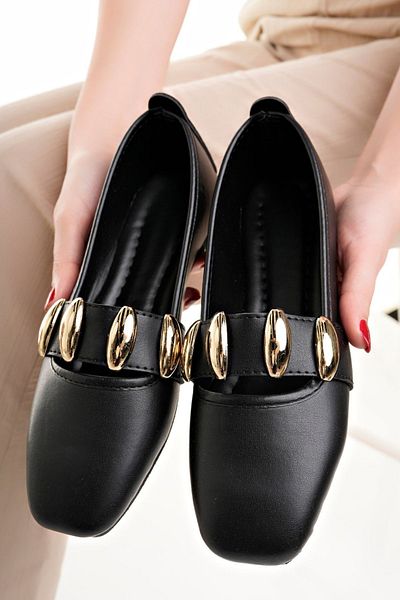 Modafırsat Women's Ballerina Black Stylish Home Business Office Casual Shoes