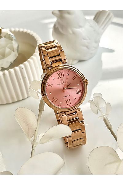 Forsining -Naviforce-(Rose Color) Women's Wristwatch with Pink Inner Dial-