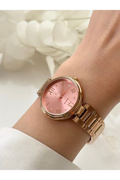Forsining -Naviforce-(Rose Color) Women's Wristwatch with Pink Inner Dial-