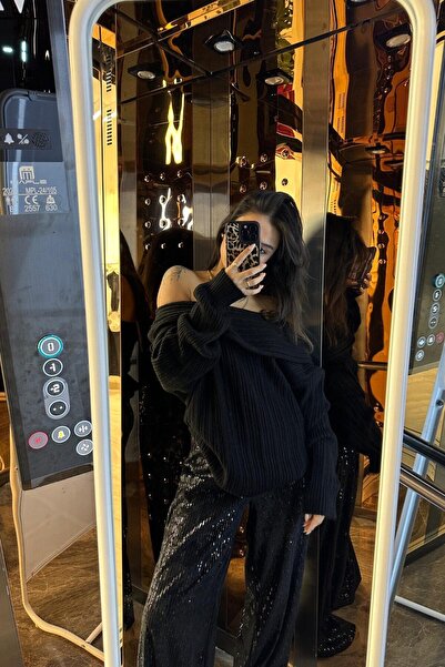 SUFFLE WEAR Siyah - Madonna Yaka Triko Kazak