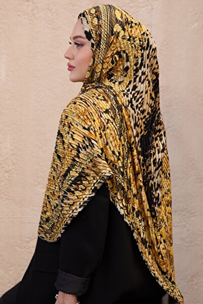 diorel Leopar Desen Saten İpek Şal
