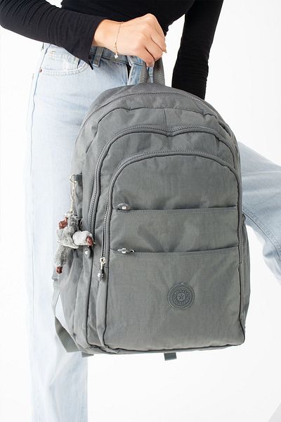 DUOMİNO Crinkle Water Resistant Large Size Grey Clinker Backpack Σχολική τσάντα ταξιδιού 15,6 Γυμνάσιο