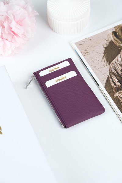 ESGUARE حافظة بطاقات نسائية جلدية أصلية