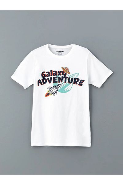 LC Waikiki LCW Kids Set de pijamale pentru băieți, alb, cu decolteu, 2 buc