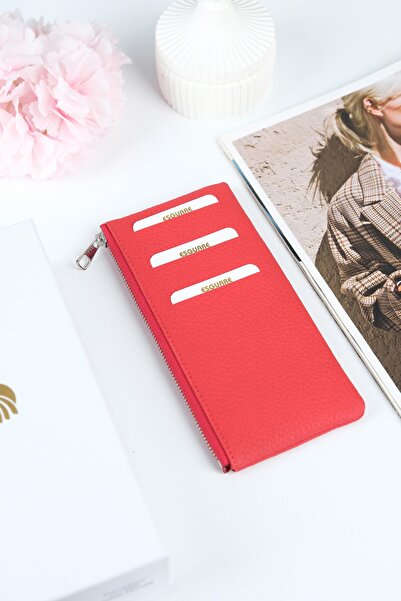 ESGUARE حافظة بطاقات نسائية جلدية أصلية