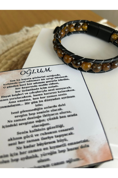 ictenkartdesign DOĞALTAŞ DERİ EL YAPIMI BİLEKLİK