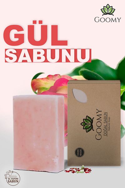 GOOMY Premium Handmade 100% Natural and Organic Rose Soap 120Gr