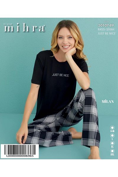 Mihra Set pijama cu mânecă scurtă Milan Lycra pentru femei 50107/89- 1 bucată