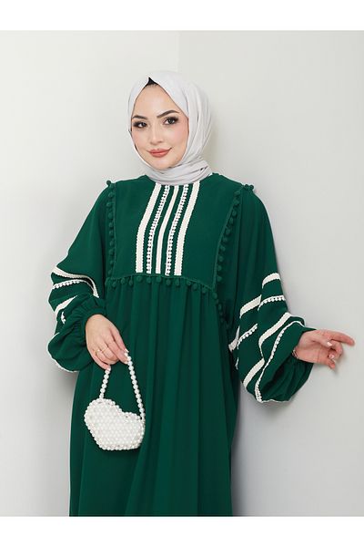VOLT CLOTHİNG فستان نسائي واسع مطرز مخطط