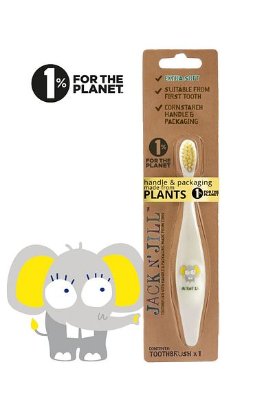 Jack N'Jill Baby and Child Toothbrushing Set (Elephant Toothbrush Raspberry Flavored Toothpaste 50g)