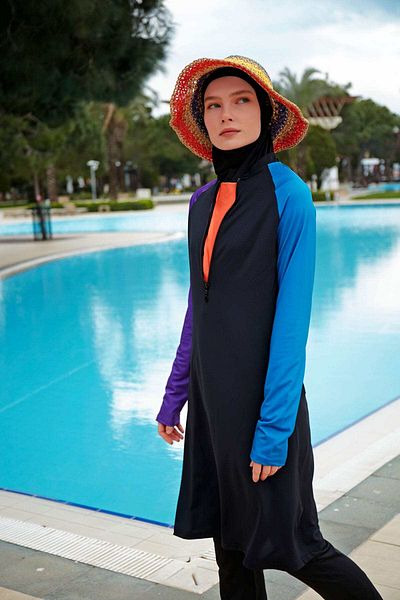 Marina Lycra Black Full Covered Hijab Swimsuit M2475