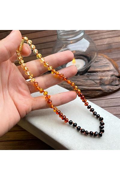 dergah tesbih Real Drop Baby Teeth Necklace - Amber Design