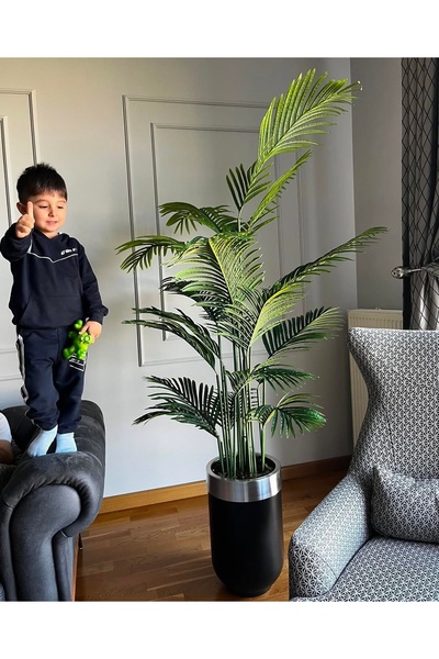 İremÇiçekçilik Yapay Çiçek Uygula Yapay Ağaç Salon Çiçeği 210 Cm Areka 18 Yaprak