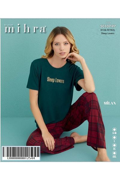 Mihra Set pijama cu mânecă scurtă Milan Lycra pentru femei 50107/97 - 1 bucată